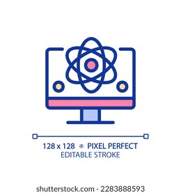 Computer science and STEM pixel perfect RGB color icon. Education course for students. Technology researching. Isolated vector illustration. Simple filled line drawing. Editable stroke