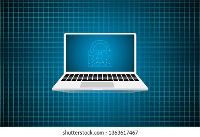 computer science technology security. Digital binary code vector illustration. coputer on digital abstract background.