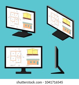 Computer screen architecture drawing