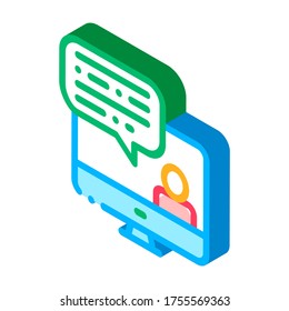 Computer Screen And Avatar Internet Discuss vector isometric sign. color isolated symbol illustration