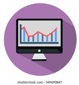 computer screen with bar chart icon