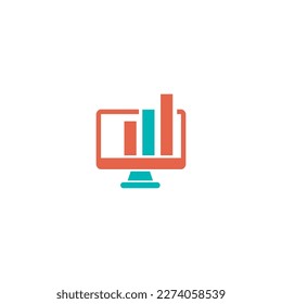 Computer screen with bar chart on it.