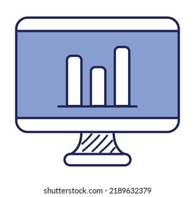 computer screen with bar chart over white