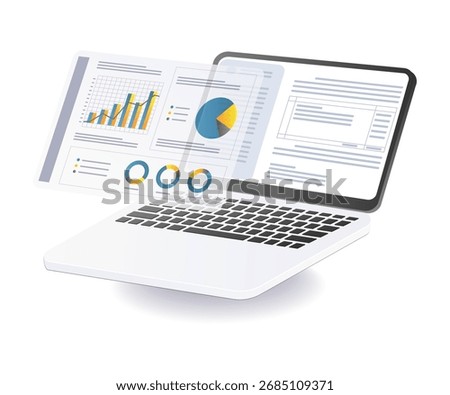 Computer Screen Business Growth Data Analysis Illustration