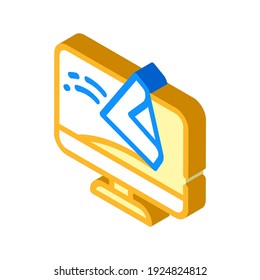 Computer Screen Cleaning Wipe Isometric Icon Vector. Computer Screen Cleaning Wipe Sign. Isolated Symbol Illustration