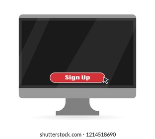 Computer Screen. Click to Sign Up. Modern flat screen computer monitor. Computer display isolated on white background