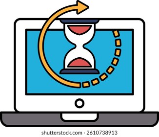 A computer screen with a clock on it that is set to the number 3. The clock is red and black