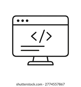 Computer screen with code symbol programming or web development icon