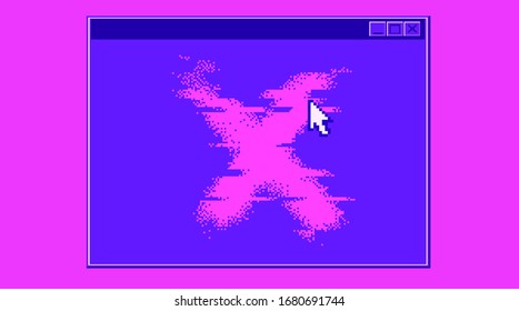 Computer screen with Command-line interface or console terminal. Retrofuturistic vaporwave style illustration in punchy pastel colors.