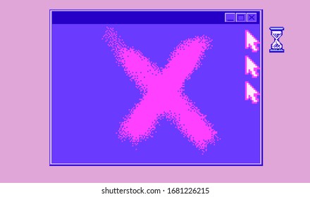 Computer screen with Command-line interface or console terminal. Retrofuturistic vaporwave style illustration in punchy pastel colors.