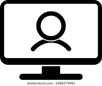 Computer screen contact address icon, vector illustration