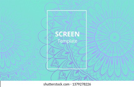 Computer screen design template with sofisticated mandala. Ethnic Mandala ornament.