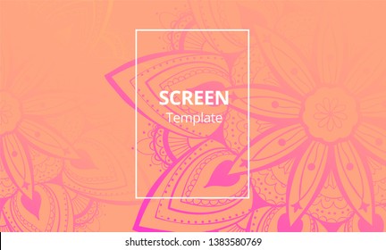 Computer screen design template with sofisticated mandala. Ethnic Mandala ornament.