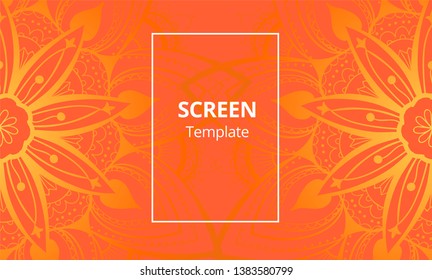 Computer screen design template with sofisticated mandala. Ethnic Mandala ornament.