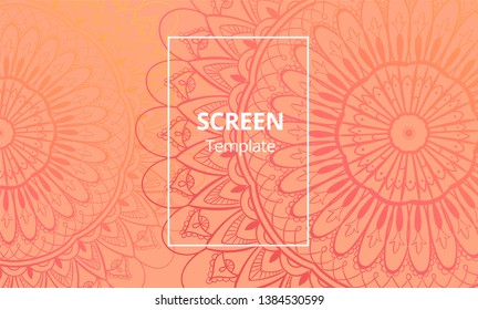 Computer screen design template with sofisticated mandala. Ethnic Mandala ornament.