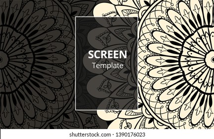 Computer screen design template with sofisticated mandala. Ethnic Mandala ornament.