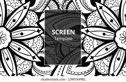 Computer screen design template with sofisticated mandala. Ethnic Mandala ornament.