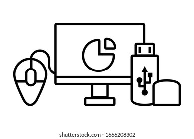 computer screen with digital technology in white background vector illustration design