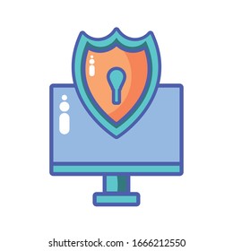 computer screen with digital technology in white background vector illustration design