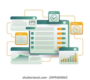 A computer screen displaying a check box, a check mark, and a graph