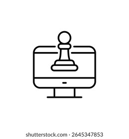 Computer Screen Displaying A Chess Pawn Piece In A Minimal Style
