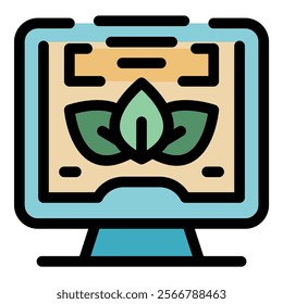 Computer screen displaying ecology learning resources, promoting environmental awareness and sustainable practices