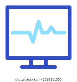 Computer screen displaying a monitoring pulse signal showing health data It is suitable for medical and technology related projects