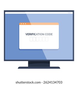Computer screen is displaying a verification code entry form, emphasizing the importance of online security and user authentication