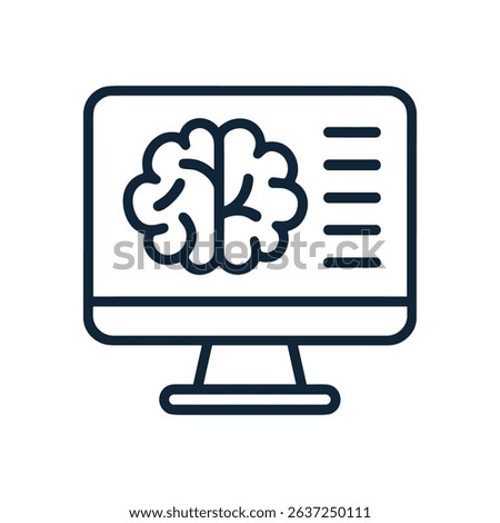 Computer screen displays brain image illustration design element