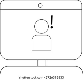 A computer screen displays a generic figure with an exclamation point beside it atop a stand