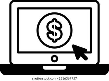 A computer screen with a dollar sign and a mouse cursor