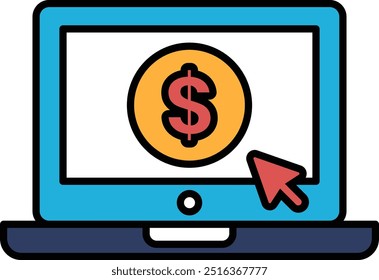 A computer screen with a dollar sign and a mouse cursor