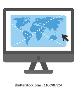 
A computer screen with earth map presenting concept of gps website
