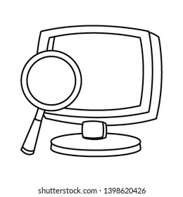 Computer screen and email symbol in black and white