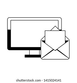Computer screen and email symbol isolated vector illustration graphic design