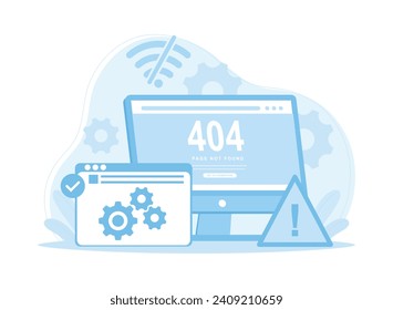 computer screen error page 404 trending concept flat illustration