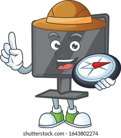 Ein Computerbildschirm-Entdecker-Cartoon-Design mit einem Kompass
