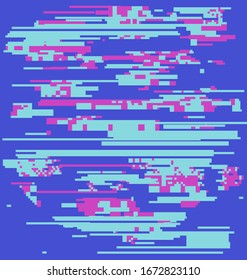 Computer screen with glitched pixels and noise. Abstract background in pastel color tones.