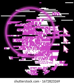 Computerbildschirm mit glitzernden Pixeln und Rauschen.