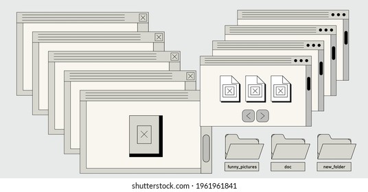 Computerbildschirm mit glitzernden Fensterkästen, Betriebssystem-Fehler.