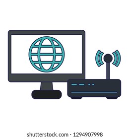 Computer screen with global symbol