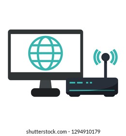 Computer screen with global symbol