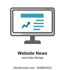 Computer screen and graph mono color icon