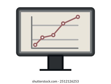 Computer screen with growing line graph