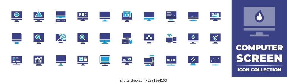 Computer screen icon collection. Duotone color. Vector illustration. Containing computer, personal computer, pc, computer desktop, tv screen.