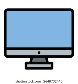 Ilustração em estilo de linha plana do ícone da tela do computador representando a tela digital e a computação de desktop, adequada para interfaces de tecnologia, aplicativos de software e projetos relacionados à TI