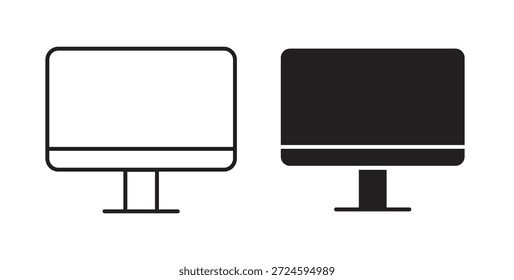 Computer screen icon with line and silhouette versions.