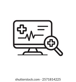 Computer Screen Icon with Medical Analysis Representing Digital Health and Diagnostics