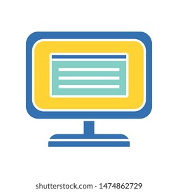 Computer Screen Icon, Multimedia Symbol, Flat Design Style - Vector