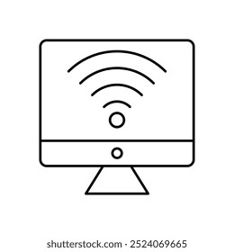 computer screen icon. Outline style design isolated on white background